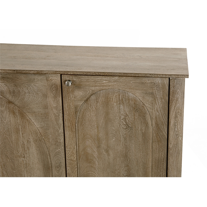 Pemberly Row 4-Door Solid Wood Sideboard in North Creek Brown Finish