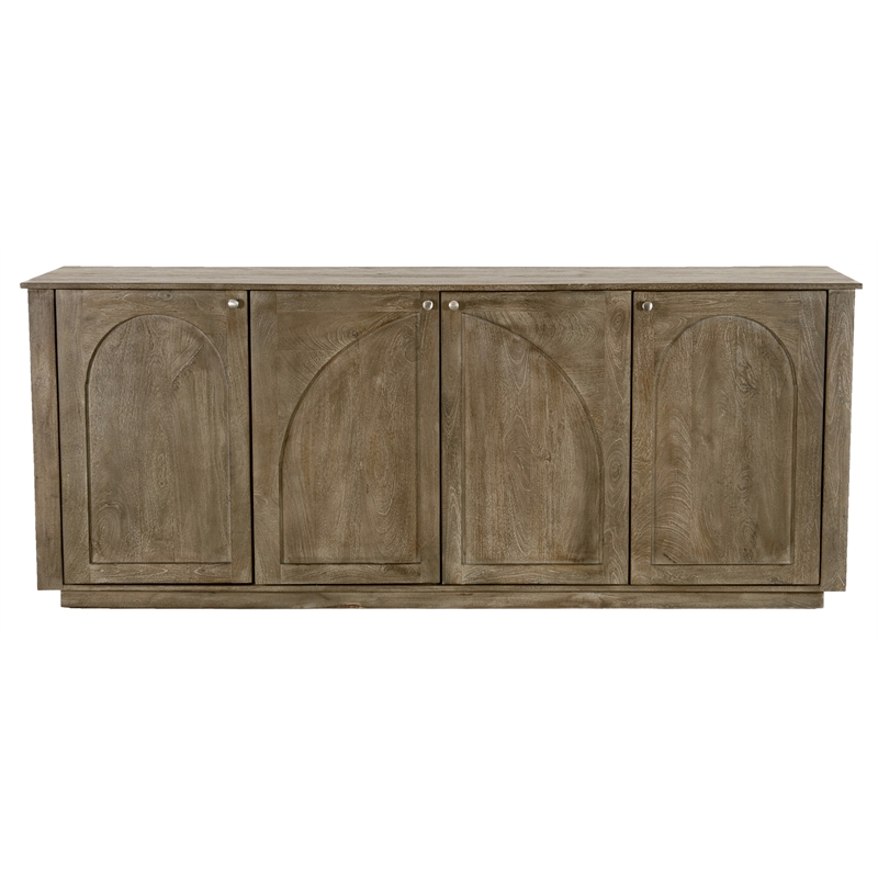 Pemberly Row 4-Door Solid Wood Sideboard in North Creek Brown Finish