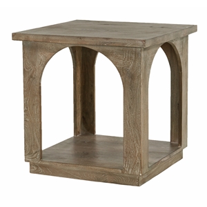 Pemberly Row Solid Mango Wood End Table in North Creek Brown Finish