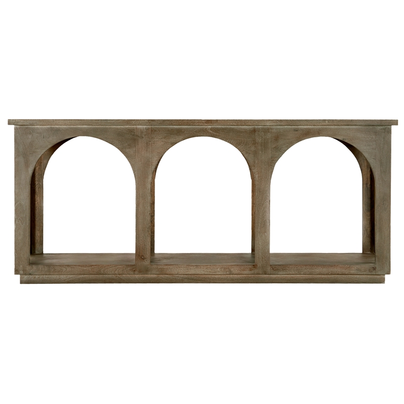 Pemberly Row Solid Mango Wood Console Table in North Creek Brown Finish