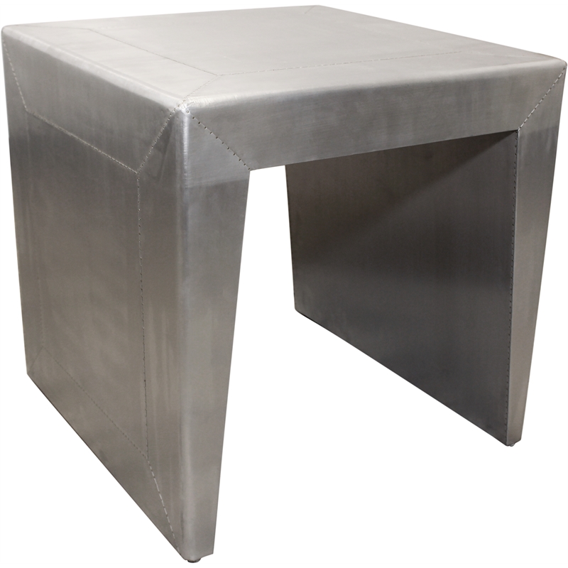 Pemberly Row End Table with Aluminum Metal Cladding on Solid Wood