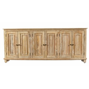 Pemberly Row 6-Door Solid Mango Wood Sideboard in Coastal Natural Finish