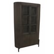 Pemberly Row 4-Door Solid Mango Wood Glass Cabinet in Espresso Finish