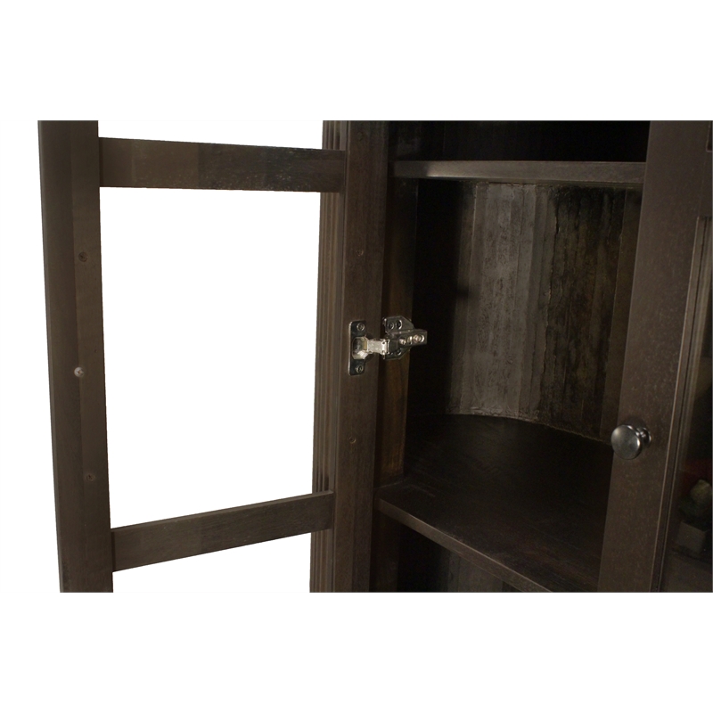 Pemberly Row 4-Door Solid Mango Wood Glass Cabinet in Espresso Finish