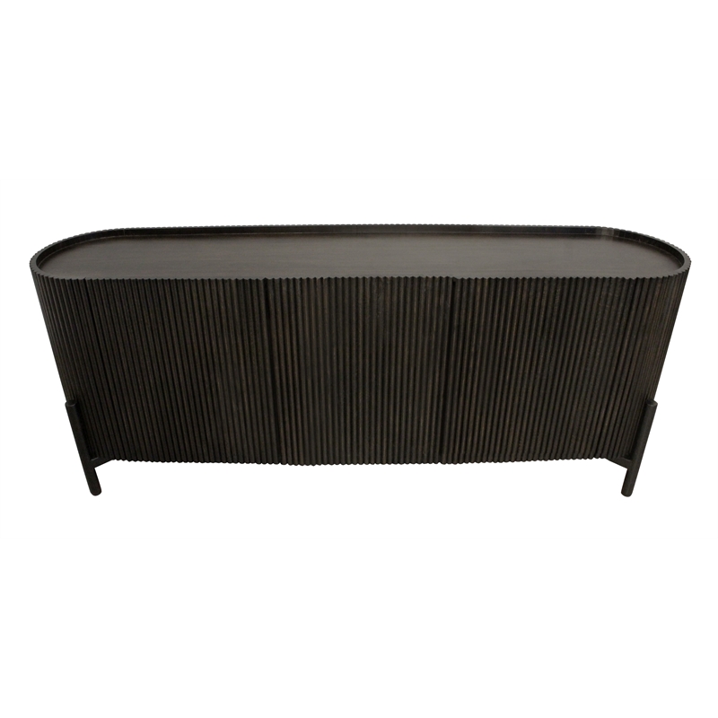 Pemberly Row 3-Door Solid Mango Wood Sideboard in Espresso Finish