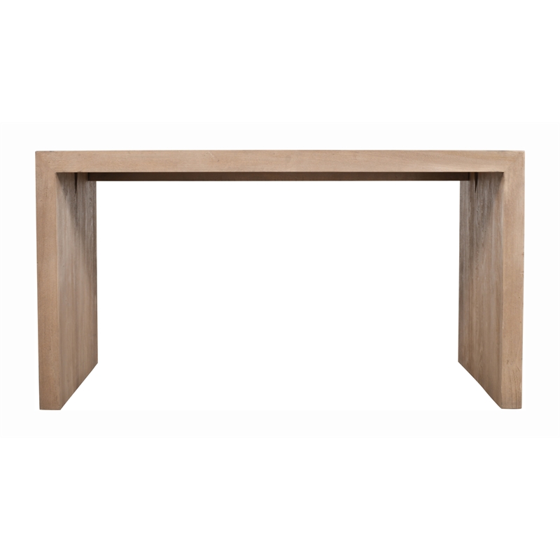 Pemberly Row Reclaimed Solid Wood Office Desk in Light Ash Ivory Finish