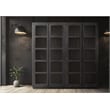 Pemberly Row Reclaimed Solid Wood Glass Bookcase in Graphite Black Finish