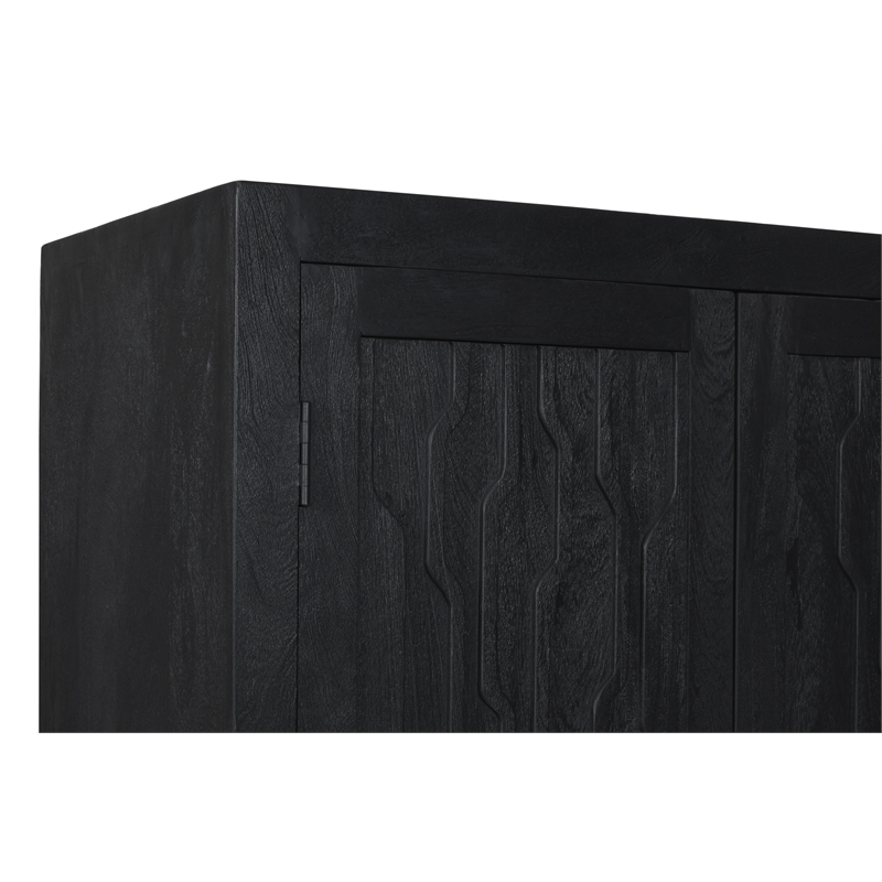 Pemberly Row Reclaimed Solid Wood Tall Cabinet in Graphite Black Finish
