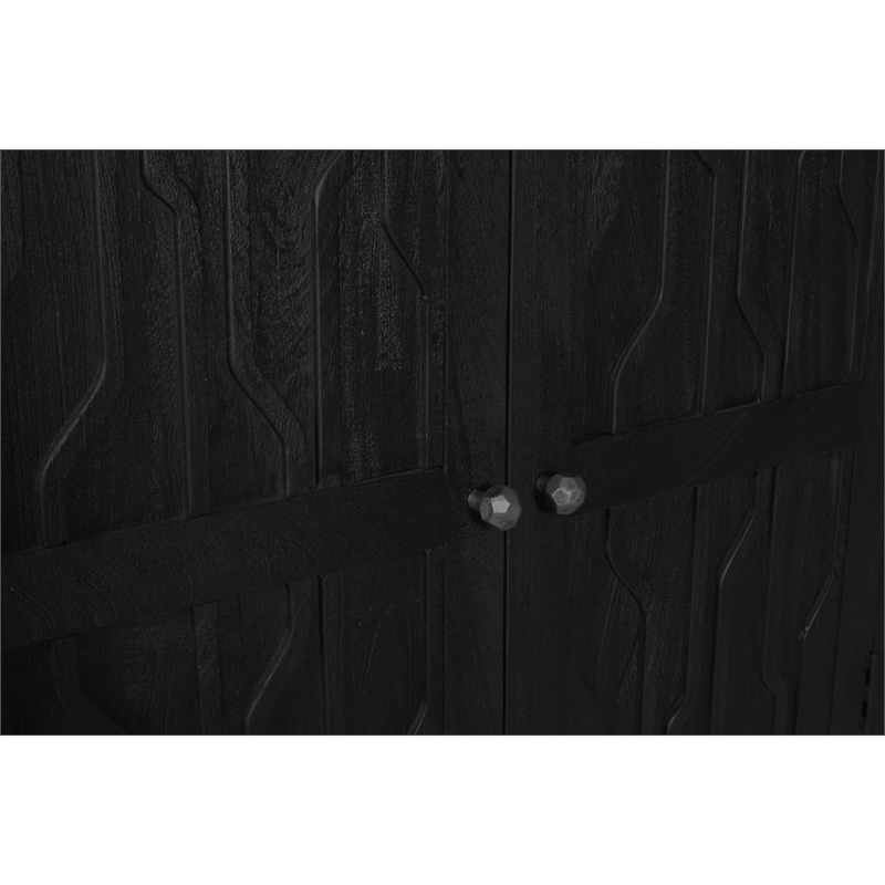 Pemberly Row Reclaimed Solid Wood Tall Cabinet in Graphite Black Finish