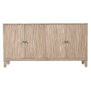 Pemberly Row 4-Door Reclaimed Solid Wood Sideboard in Light Ash Ivory