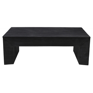 Pemberly Row Solid Mango Wood Cocktail Table in Charcoal Gray Finish