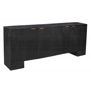 Pemberly Row 4-Door Solid Mango Wood Sideboard in Charcoal Gray Finish