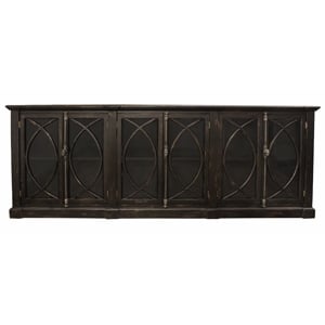 Pemberly Row 6-Door Solid Pine Wood Sideboard in Antique Black Finish