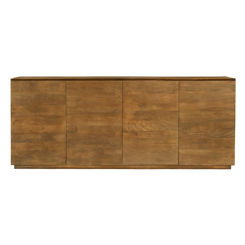 Pemberly Row 4-Door Solid Mango Wood Sideboard in Spice Tan Finish