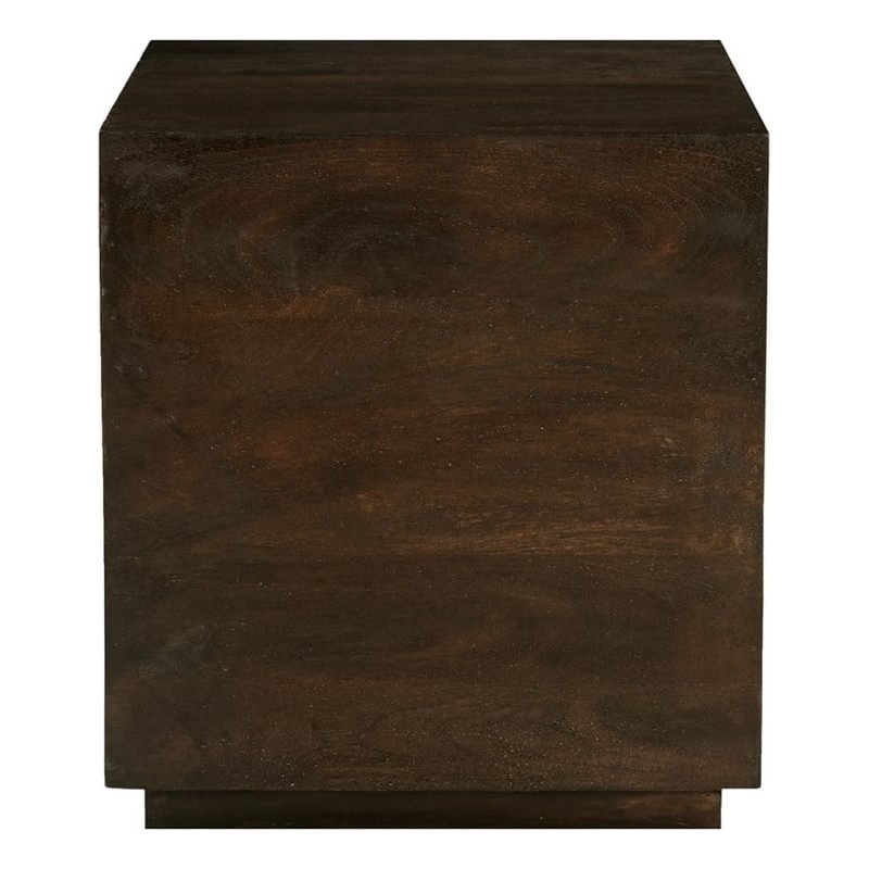 Pemberly Row Solid Mango Wood Square Side Table in Barista Brown Finish