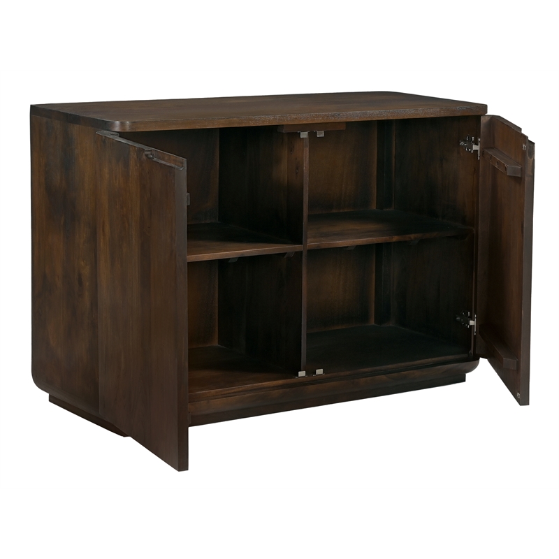 Pemberly Row 2-Door Solid Acacia Wood Sideboard in Barista Brown Finish