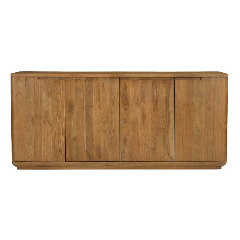 Pemberly Row 4-Door Solid Acacia Wood Sideboard in Acacia Tan Finish