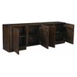 Pemberly Row 4-Door Solid Acacia Wood Sideboard in Barista Brown Finish