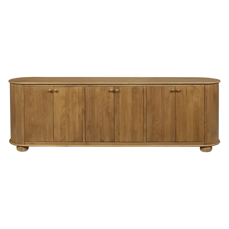 Pemberly Row 6-Door Solid Oak Wood Sideboard in Natural Finish