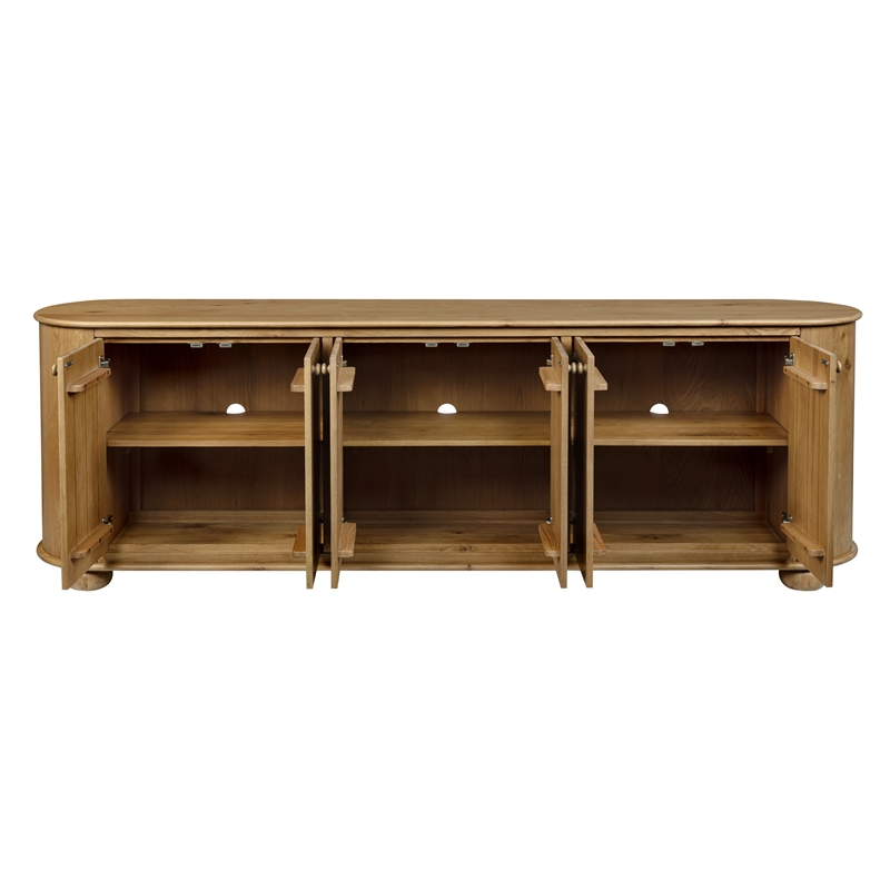 Pemberly Row 6-Door Solid Oak Wood Sideboard in Natural Finish