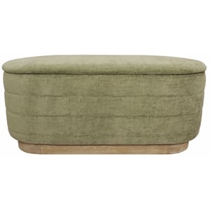 Pemberly Row Upholstered Storage Bench in Leaf Green Multi-Weave Solid Wood
