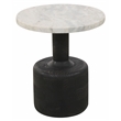 Pemberly Row Side Table with White Marble Top in Distressed Black Finish