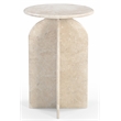 Pemberly Row Contemporary Round Side Table in Light Cream Italian Marble