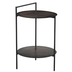 Pemberly Row Contemporary Iron Side Table in Dark Copper Patina
