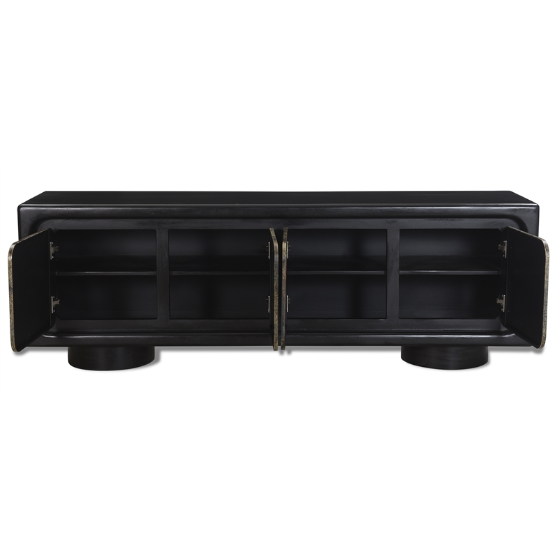 Pemberly Row 4-Door Sideboard in Multi-Color Toned Iron on Solid Wood