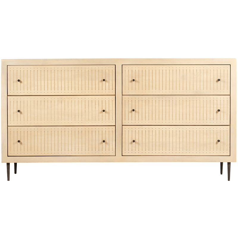 Pemberly Row 6-Drawer Solid Wood Dresser in Aged Natural Finish