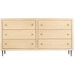 Pemberly Row 6-Drawer Solid Wood Dresser in Aged Natural Finish