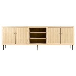 Pemberly Row 4-Door Solid Wood Media Cabinet in Aged Natural Finish