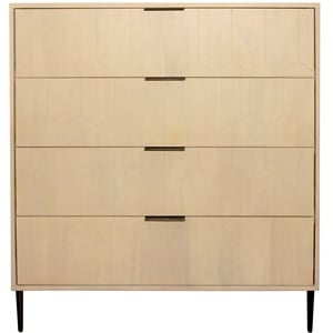 Pemberly Row 4-Drawer Hand-Carved Solid Wood Chest in Aged Natural