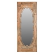 Pemberly Row Hand-Carved Solid Mango Wood Mirror in Natural Finish