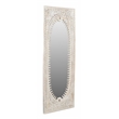 Pemberly Row Hand-Carved Solid Mango Wood Mirror in Distressed White