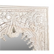 Pemberly Row Hand-Carved Solid Mango Wood Mirror in Distressed White