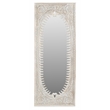 Pemberly Row Hand-Carved Solid Mango Wood Mirror in Distressed White