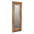 Pemberly Row Hand-Carved Solid Mango Wood Mirror in Natural Finish
