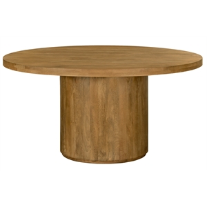 Pemberly Row 60&quot Round Solid Mango Wood Dining Table in Spice Tan