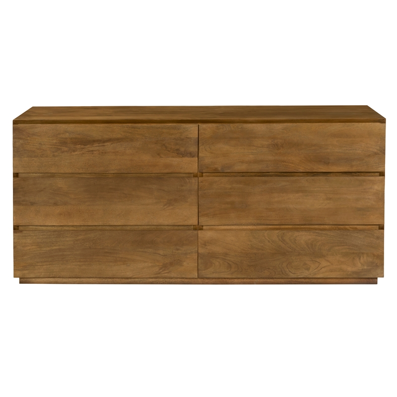 Pemberly Row 6-Drawer Solid Mango Wood Dresser in Spice Tan Finish