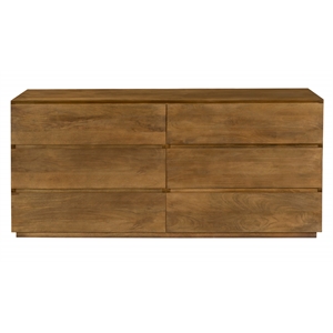 Pemberly Row 6-Drawer Solid Mango Wood Dresser in Spice Tan Finish