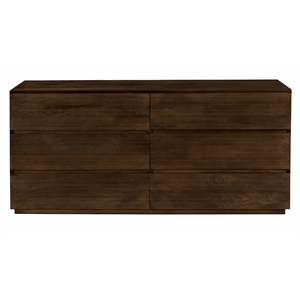 Pemberly Row 6-Drawer Solid Mango Wood Dresser in Barista Brown Finish