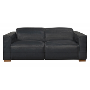 Pemberly Row Contemporary Full-Leather Power Reclining Sofa in Blue