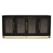 Pemberly Row 4-Door Hand-Carved Solid Wood Sideboard in Antique Black