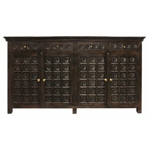 Pemberly Row 4-Door 4-Drawer Hand-Carved Sideboard in Antique Black
