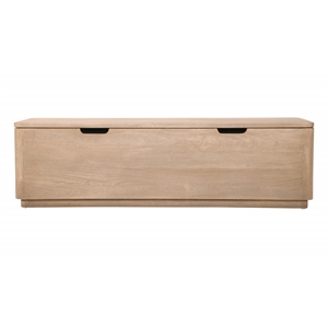 Pemberly Row Reclaimed Wood Storage Bench Cocktail Table in Ash Ivory