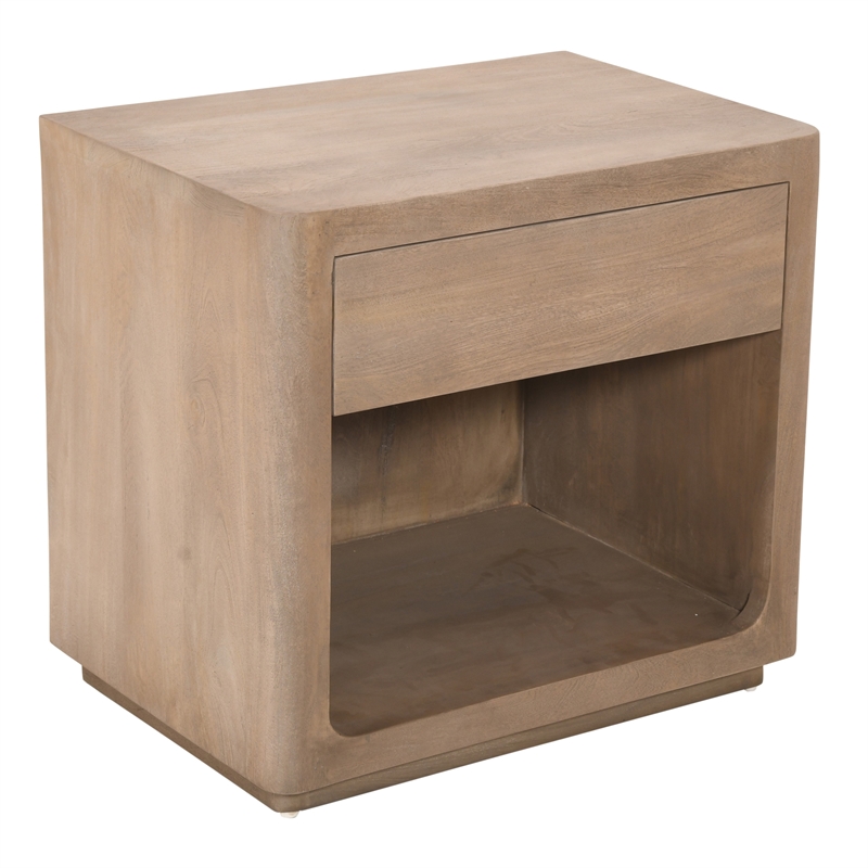 Pemberly Row Reclaimed Wood Nightstand in Light Ash Ivory Finish