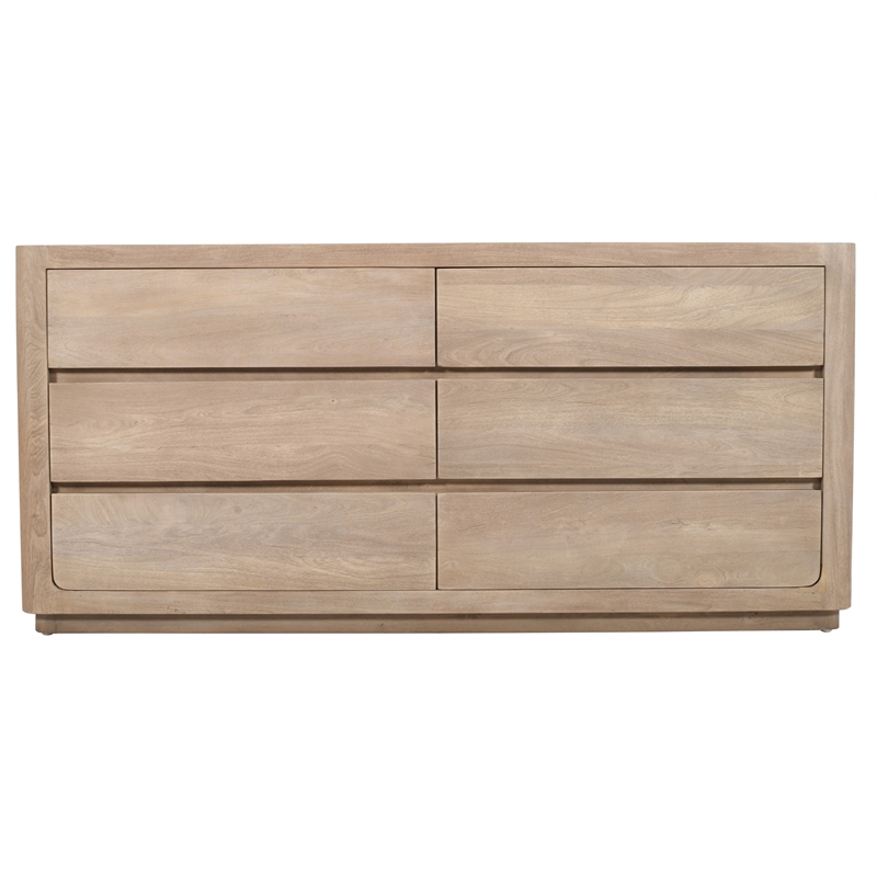 Pemberly Row 6-Drawer Reclaimed Wood Dresser in Light Ash Ivory Finish
