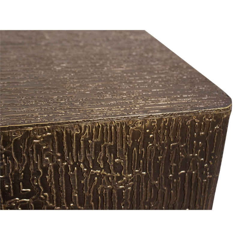Pemberly Row Side Table with Stamped Brass Cladding on Solid Wood