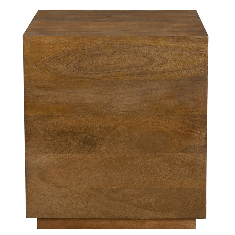 Pemberly Row Square Solid Mango Wood Side Table in Spice Tan